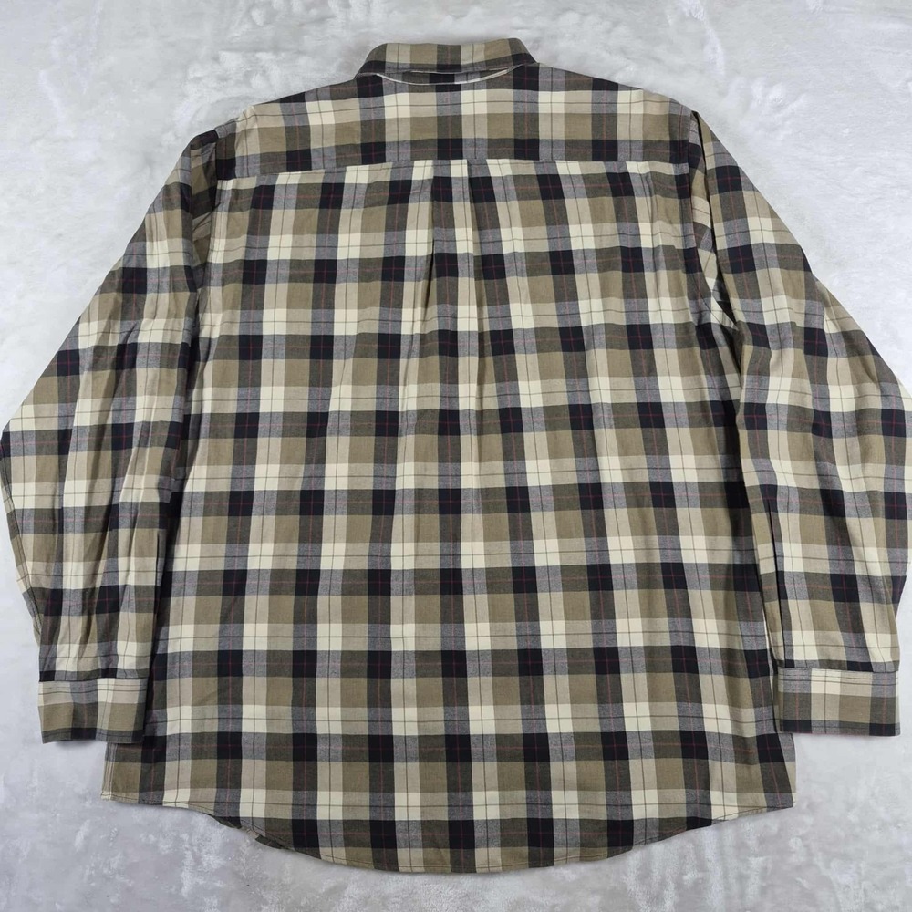 Viyella Button Down Shirt Men's XL Olive Green Plaid Wool‎ Blend Long Sleeve - Picture 5 of 7